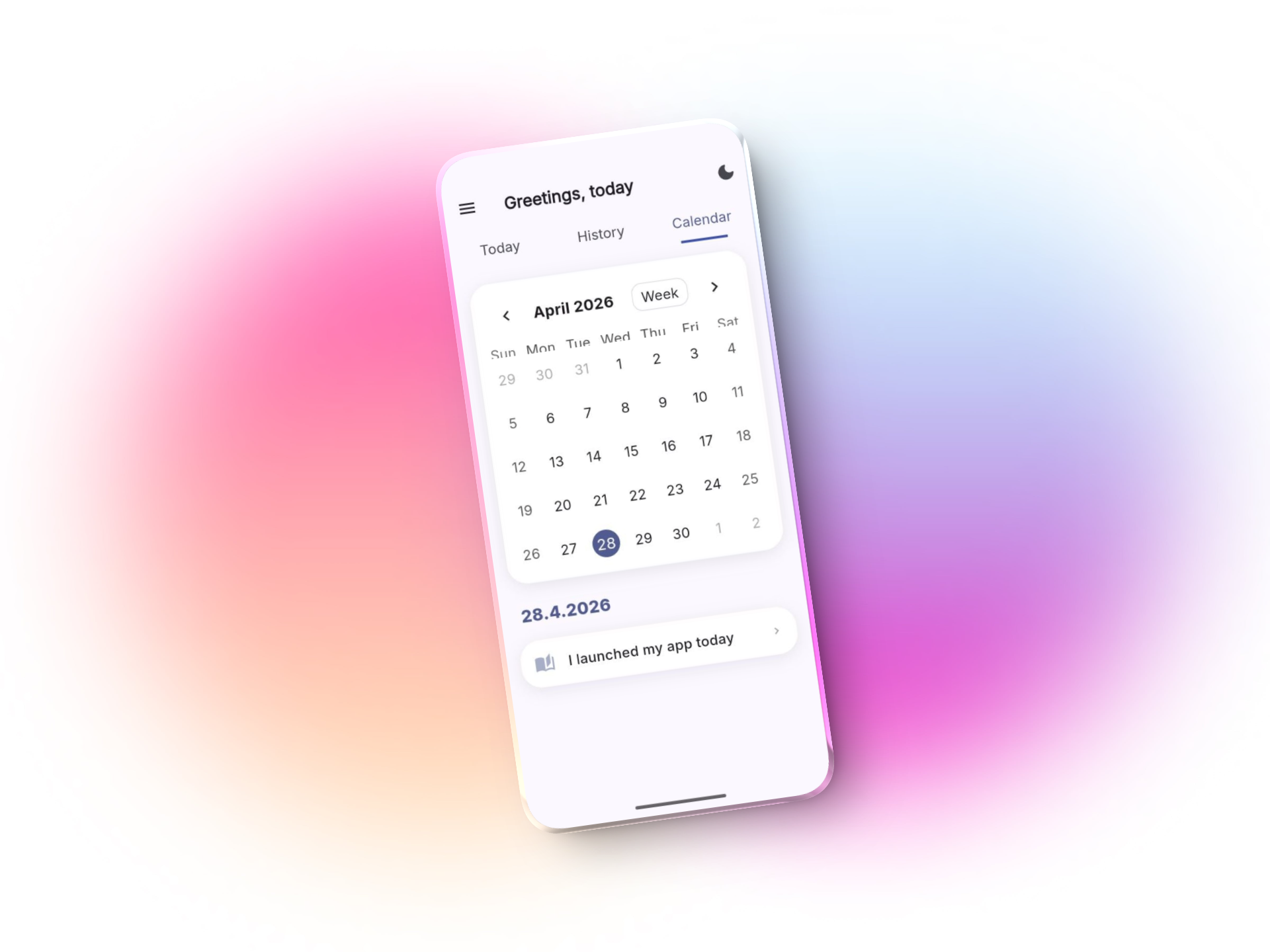 Calendar interface view